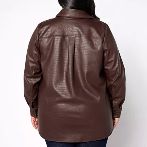 Dennis Basso Textured Alligator Faux Leather Button Shirt - Size: XS - NWT - Picture 2 of 16